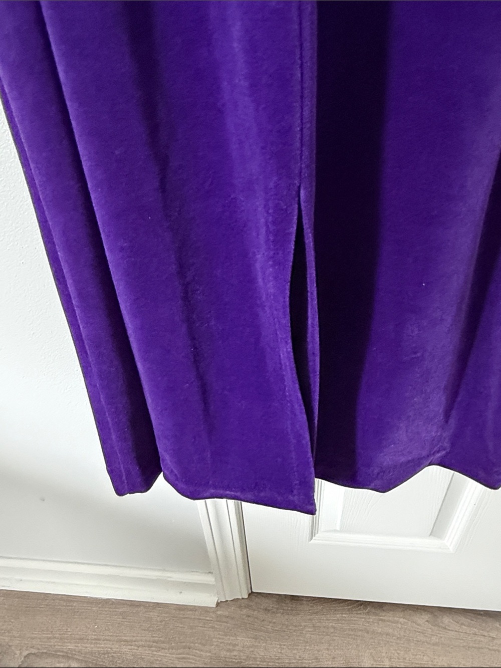 Dior Deep Purple Long Sleeve Velvet sleep gown with Black Embroidery - Picture 6 of 10
